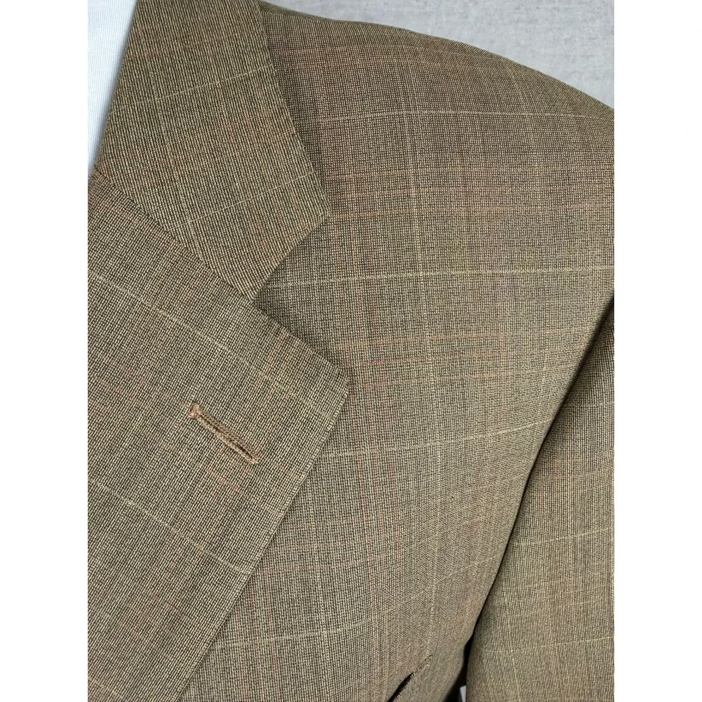 Ermenegildo Zegna Neiman Marcus Blazer Mens Olive Brown Super 100s Wool 3-Button